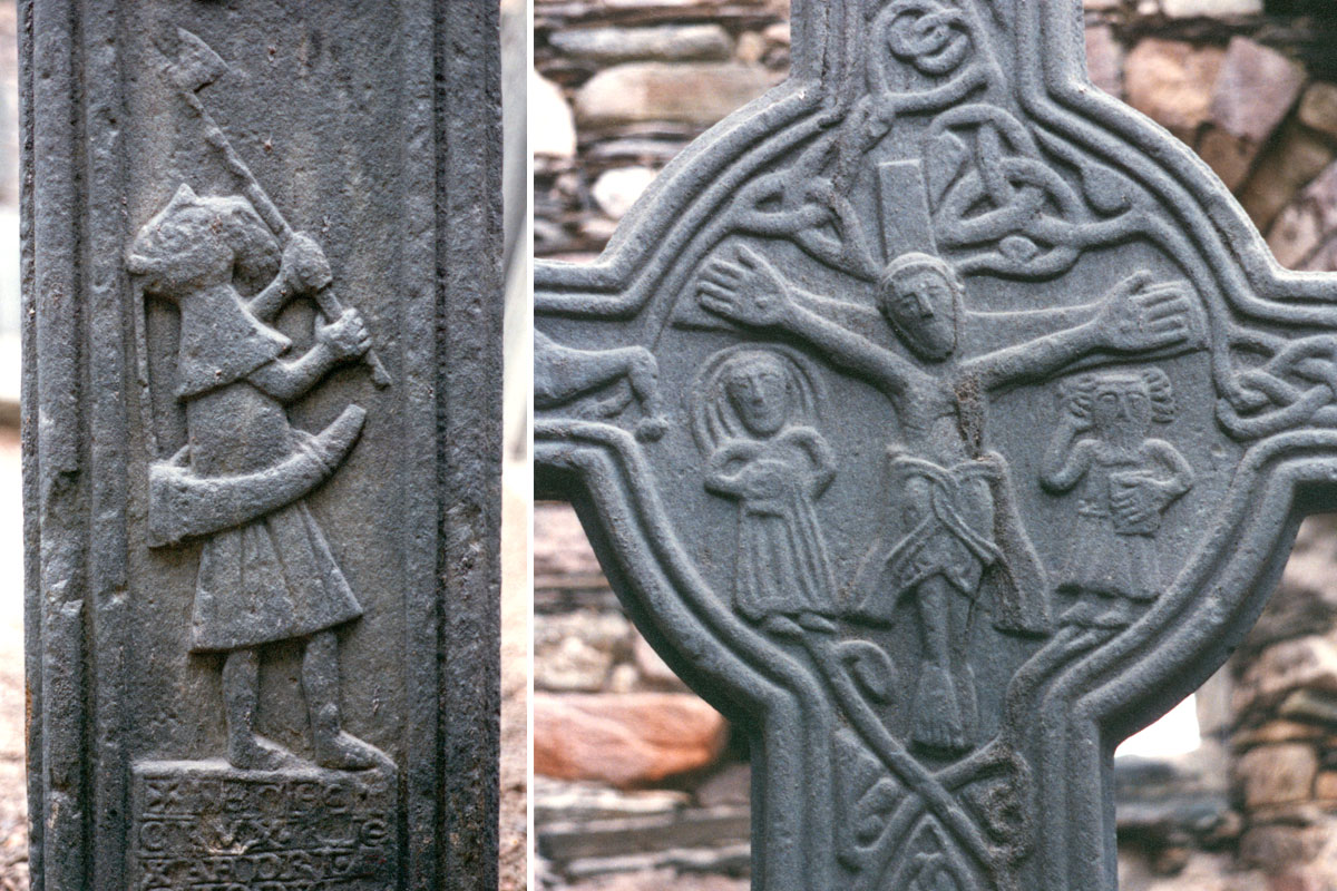 Hunting chief and Cricifixion scene on MacMillan's Cross